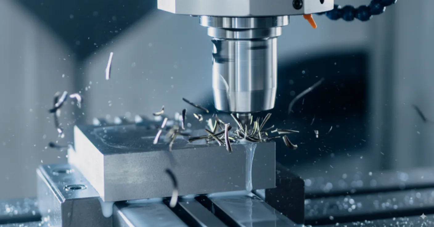 High-precision CNC milling process with metal shavings – future-ready manufacturing driven by accuracy at cnn-robotics.com