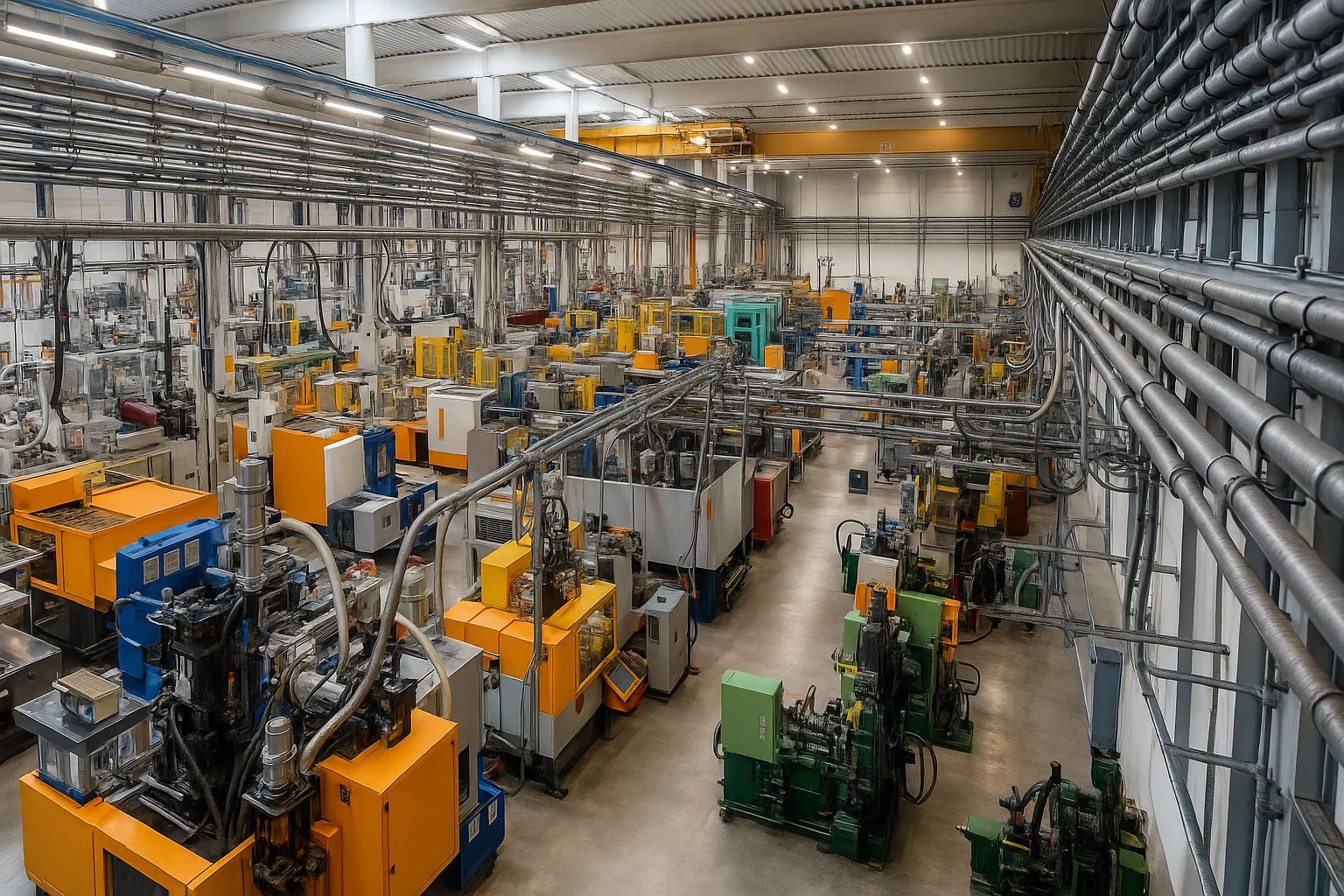 Smart factory with automated machinery and robotics – highlighting precision over speed in future manufacturing competitiveness